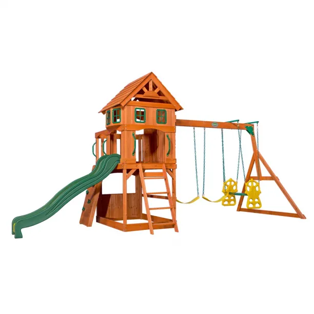 Kinder-Spielturm Atlantic Tower Stelzenhaus 3-fach Schaukel Holzturm Rutsche